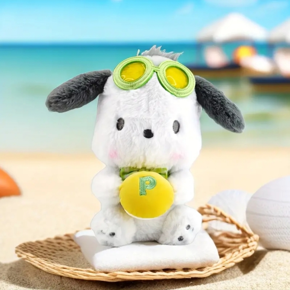 Sanrio characters Summer vibes Pochacco plush.